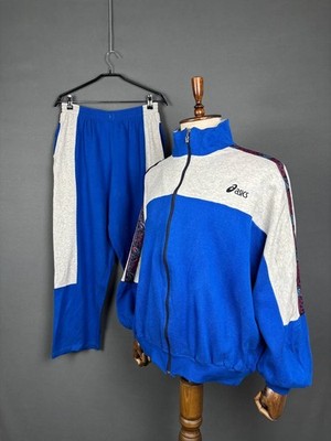 Asics Mens Track Suit Size XL Blue & Gray Stretch Training Sports Activwear