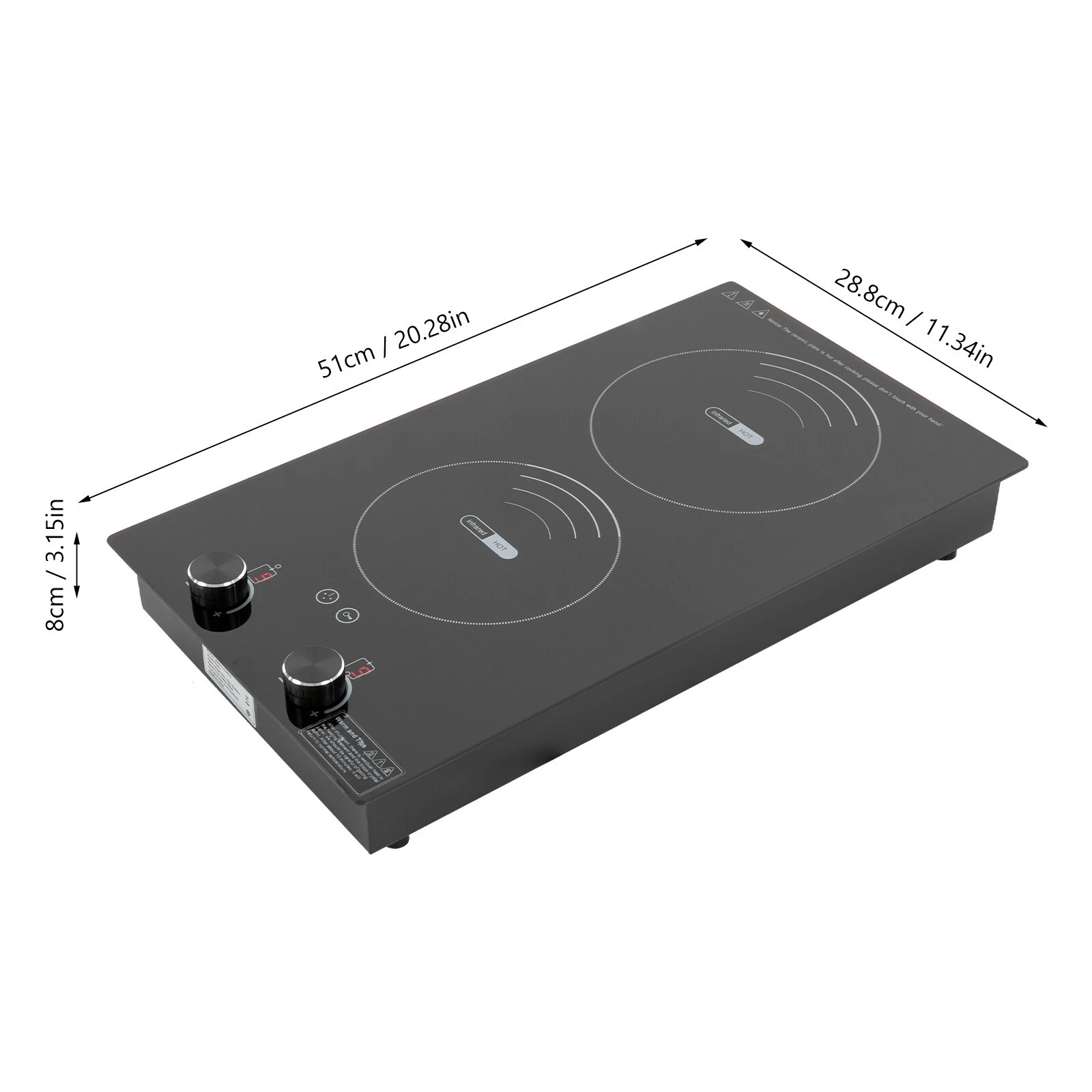 Electric Hob Cook Top Stove 110V Induction Cooktop 2 Burners Ceramic Cooktop