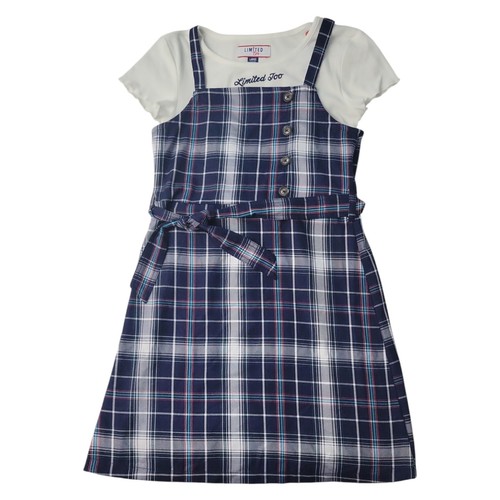 Limited Too Girls Elegant Plaid Jumper Dress & Shirt (Navy, L (12/14))