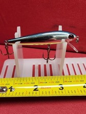 Vintage REBEL Classic "Smooth" Minnow Diving Floater Fishing Lure Chrome / Blue!