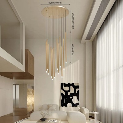 Modern Chandelier Ceiling Light Fixture 12-Light Long Attic Pendant Light Gold