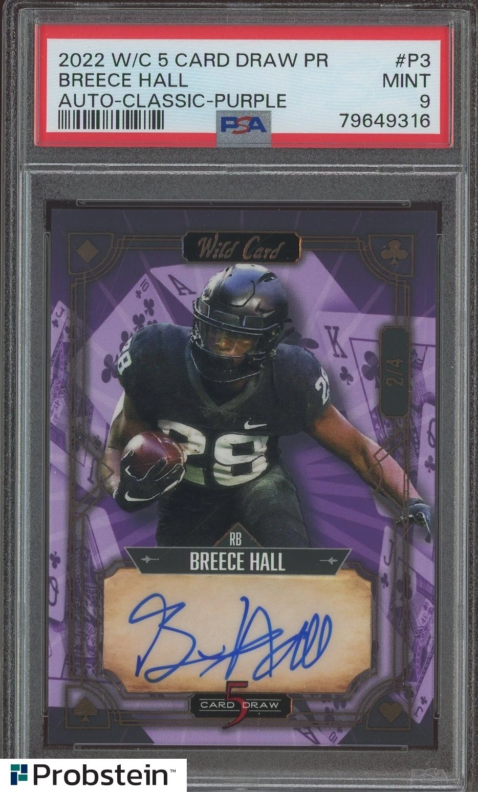 Breece Hall Wild Card 5 Card Draw Promo Autographs #5CDCLP3 Classic-Purple