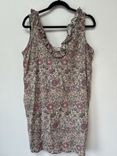 Next x Morris & Co William Morris Pink & Rose print linen mix shift dress Sze 14