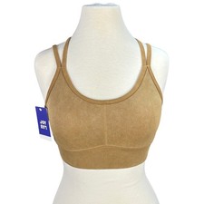 JoyLab Women  s Sports Bra Seamless Strappy Bra Tan Medium Active Yoga NWT