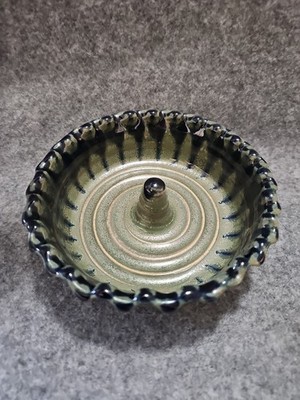 Solar Stone Studio Pottery Ring Holder Green Glaze Jewelry Dish Handmade