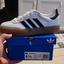 adidas Sambae W Women's Leather Athletic Sneakers White Black Gum JI1349