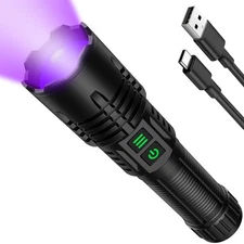 UV Blacklight&High Lumens Flashlight Rechargeable, Powerful Blacklight Flashl...
