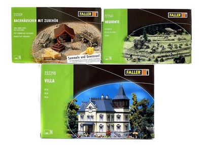 FALLER 'N' GAUGE KONVOLUT 3 KLEINE BACKHAUS/HEU-ERNTE/VILLA MODELLBAUSÄTZE