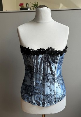 Empire Intimates USA Korsett hellblau Satin Schnürkorsett Mieder Gr.42-44