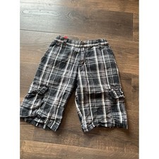 Wrangler Jeans Co Boys Black White Plaid Cargo Shorts Size 12 Regular 4SNBW3W