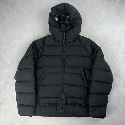 CP Company Eco Chrome Down Puffer Goggle Jacket Large Coat Black 3204