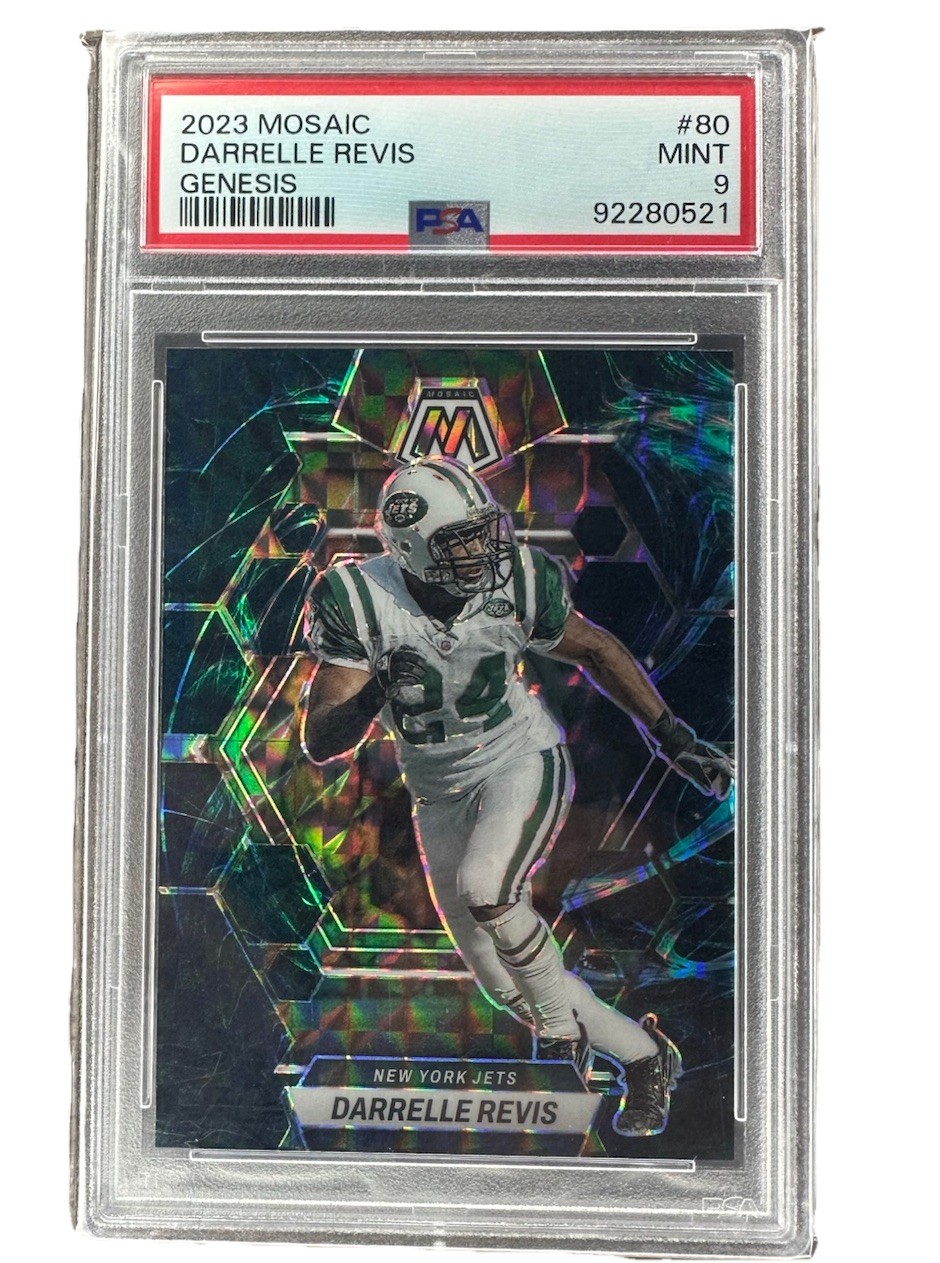Darrelle Revis 2023 Mosaic #80 Genesis Prizm Jets PSA 9 Island Case Hit SSP