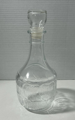 Vintage Luminarc Fleur Decanter Apple Textured Design Flower Petal Bottom w Lid