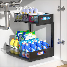 1 Pack Large under Sink Storage, Height Adjustable Pull Out under Sink Organiser