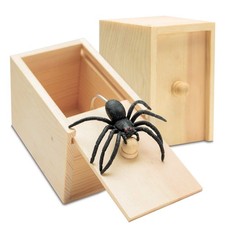 Fudragtn Fake Spider in a Box Prank Gift for Adults Kids,Handmade Wooden Pop Out