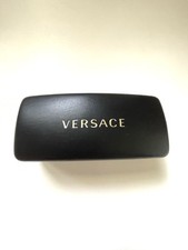 VERSACE GOLD LOGO BLACK SUNGLASSES CLAM SHELL NO CLEANING CLOTH