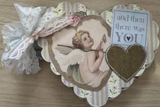 Handmade Chipboard Album Love Scrapbook Junk Journal Heart Cupid Valentines Day