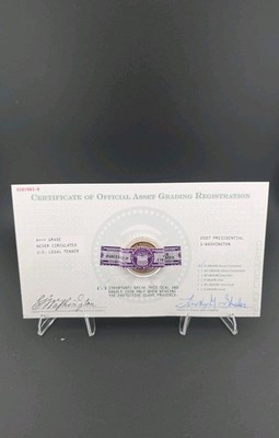 Certificate of Official Asset Grading Registration 2007 Presidential Washington