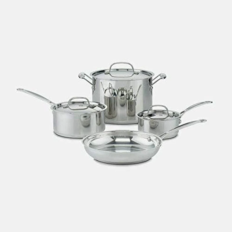 Chef's 7-Piece Stainless Steel Cookware Set - Nonstick Pots & Pans Set