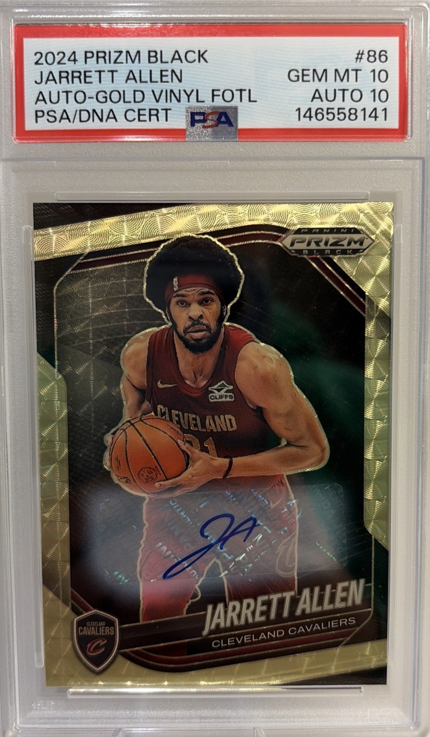 2024 PANINI PRIZM BLACK AUTO-GOLD VINYL FOTL JARRETT ALLEN 5/5 PSA 10 AUTO 10