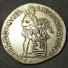 1788 US DUTCH COLONIAL 1/8 SILVER LEG DOLLAR! Silver Dukaat Zeeland mint