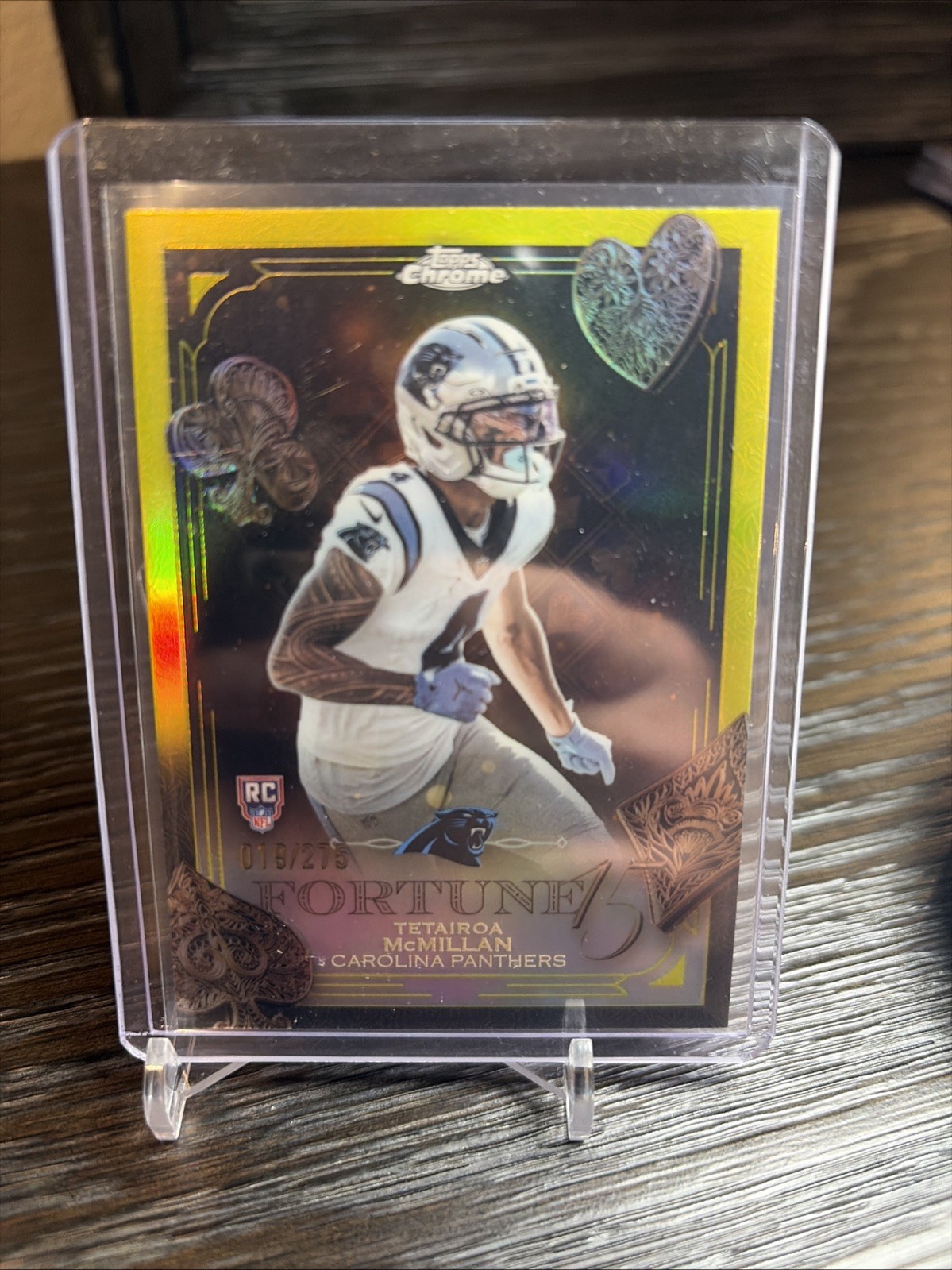 Tetairoa McMillan Topps Chrome Fortune 15 #19 Yellow Refractor