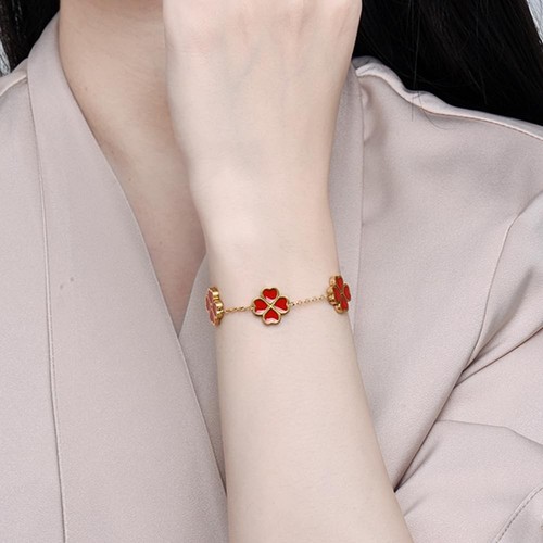 18K Gold Plated Clover Lucky Link Bracelets,Birthday gift bracelet,Jewelry Gifts - Picture 5 of 6