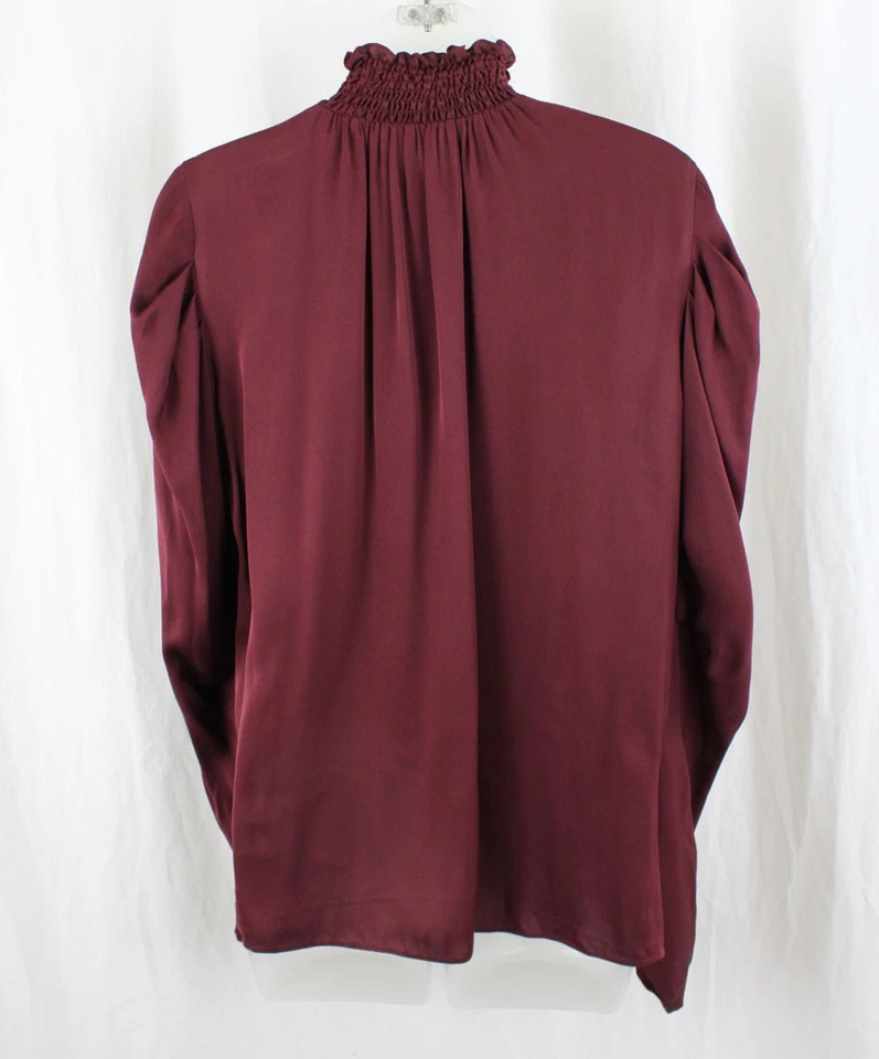 Top manga larga escote ajustado mezcla seda borgoña Kobi Halperin para mujer M Foto 2 de 4