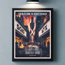 System Of A Down X Avenged Sevenfold Chicago 2025 Venue Poster At Soldier Field