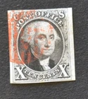 very rare usa stamps 1847 Scott # 2 used,  XF, orange