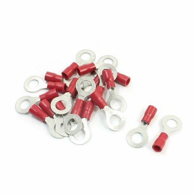 20Pcs AWG 22-16 Cable Connector Pre-Insulated Ring 1/4 Terminal  KD #ea