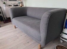Modern Grey 2-Seater Sofa Bed Click Clack Couch Sleeper Settee for Bedroom