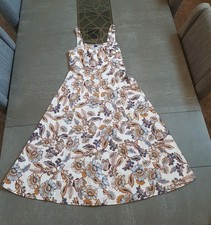 Old Navy Fit&Flare Linen Blend Cami Midi Sleeveless Dress Paisley Print Size S