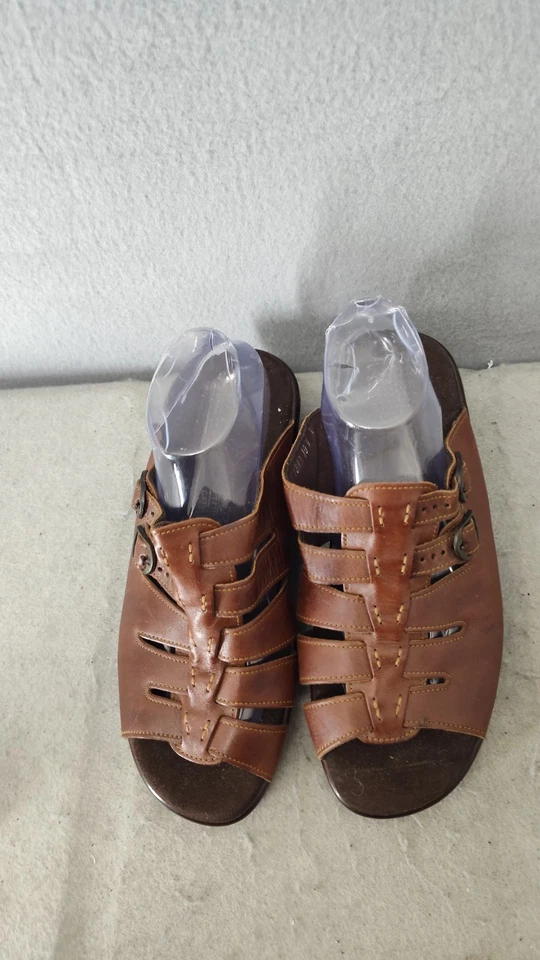 SAS Tripad Comfort Women Sandal 10W Brown Leather Slip On Low Wedge Shoes - Image 3 of 4