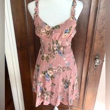 Reformation Elyse Pink Floral Sleeveless Smocked Mini Dress Women Size 4 NWOT