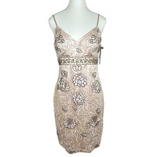 Sue Wong Nocturne Blush Beaded Floral Embroidered Cocktail Dress 6 New With Tags