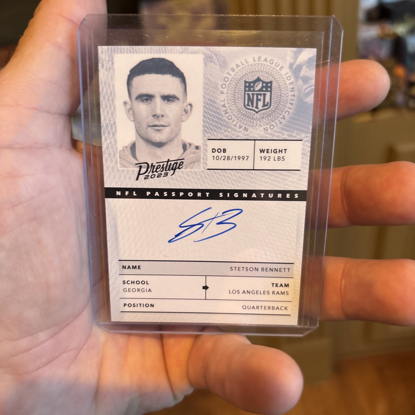 2023 Prestige Stetson Bennett Passport Signatures RC Autograph. Los Angeles Rams