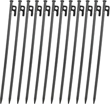 12PCS Tent Stakes Heavy Duty 16Inch Metal Camping Stakes Tent Pegs for Outdoors