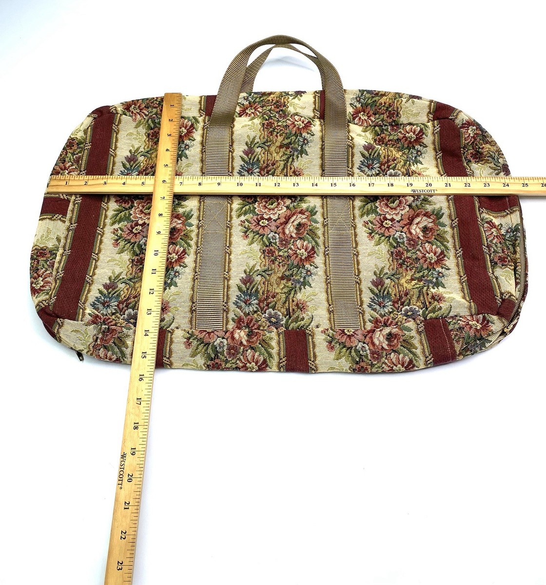 VTG C. Cole NYC Floral Tapestry Duffle Foldable Zip Up Travel Bag