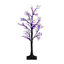 3-ft Pre-Lit Artificial Halloween Spider Twig Tree with 36 Purple LED Lights
