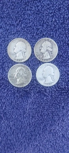 Four 90% Silver Quarters 1941-56 F-VF