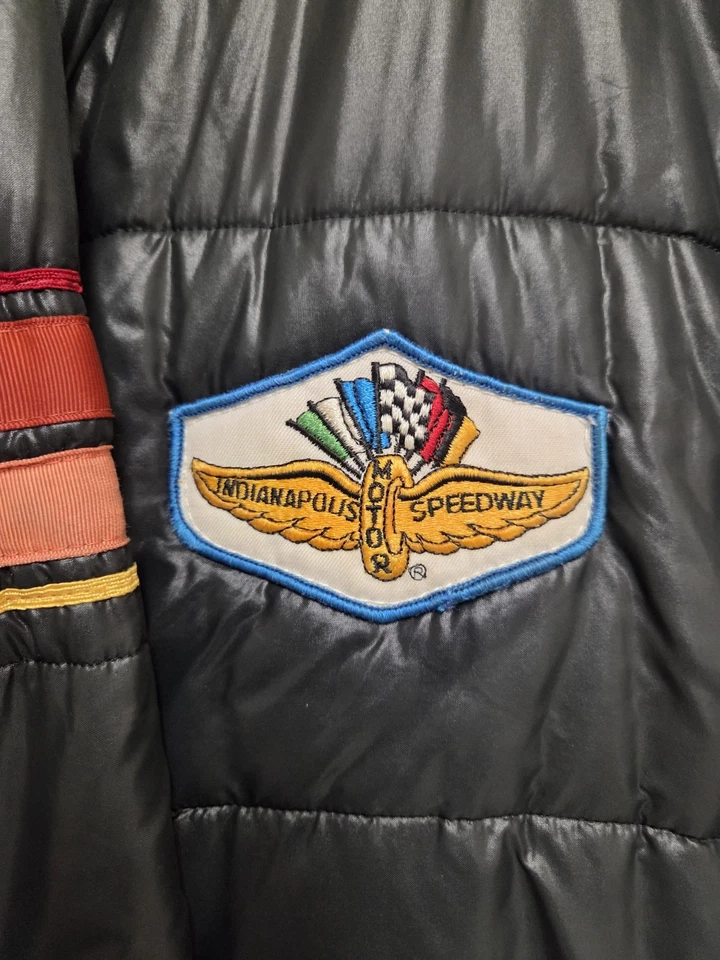 VTG 70s Black Simpson Racing Patches Puffer Embroidered Nance Speed Size XL - Image 4 of 4