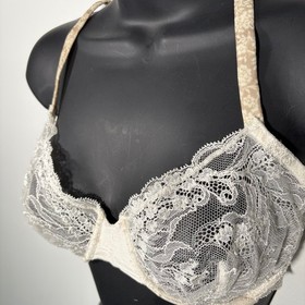 VTG Malizia by La Perla Ivory Silk Lace Underwire Full Coverage Bra Size 36D