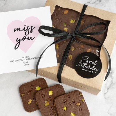 Homemade Cookies Gift Box Chocolate Pistachio Shortbread with Notecard