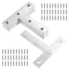 Bonsicoky 12Pcs T Shaped Mending Plate, 3.1" x 3.1" Stainless Steel Flat Corn...