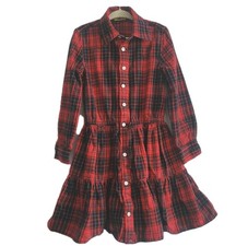 Polo Ralph Lauren Girls Red Black Plaid Fit Flare Holiday Dress Size 5