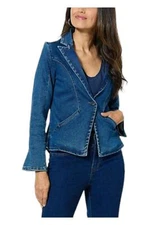DG2 by Diane Gilman Virtual Stretch Embellished Denim Blazer Midtone