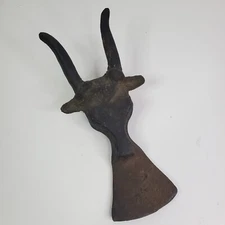 Vintage Cast Iron Bull Steer Longhorn Boot Jack Shoe Horn 9" Long Door Stop