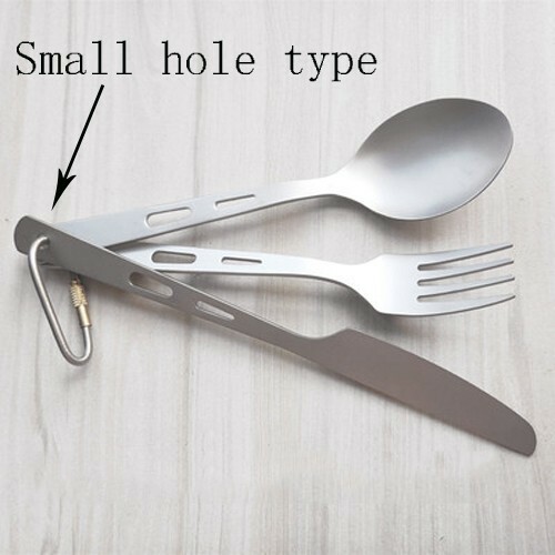 Pure Titanium Tableware Set Table Knife + Spoon + Fork + Ring For Camping Picnic - Picture 8 of 10