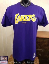Los Angeles Lakers Basketball Mitchell & Ness Logo Purple Men's T-Shirt Sz L